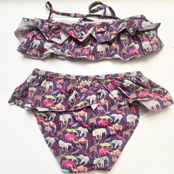Janie and Jack Animal Print Two Piece Ruffle Bikini Top and Bottom Girls 5 EUC - Picture 3 of 5